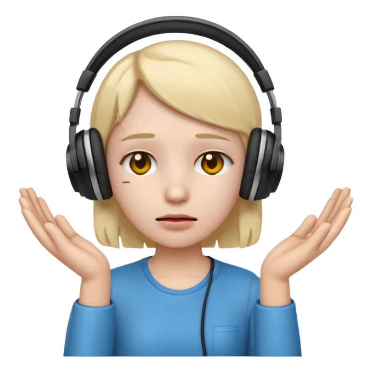 emoji with head phone holding both hands listening looks like sad  sticker