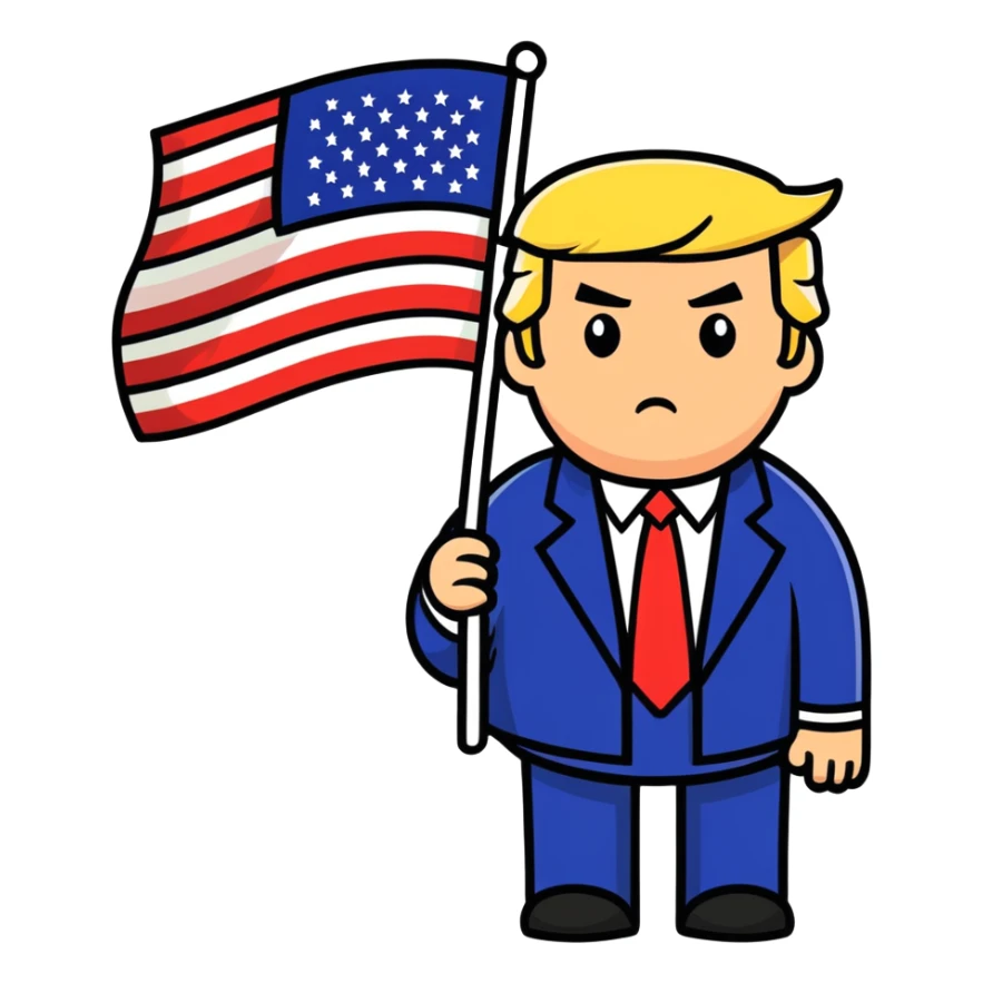 Trump with an American flag sticker