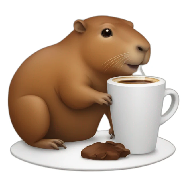 Capibara with cup of coffee sticker