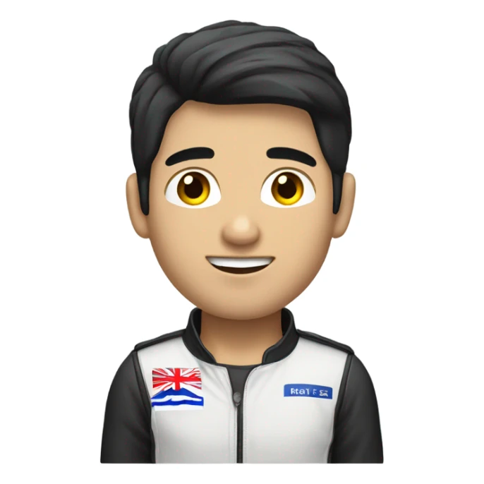 formula one driver, asian, black hair, black eyes, male sticker