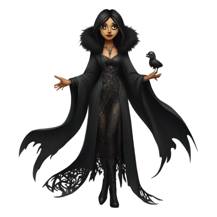 the morrigan goth woman version vines style furr robe stylish boots sticker