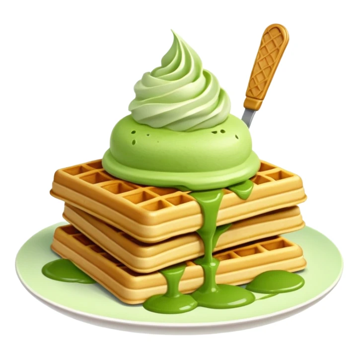 matcha ice cream on a stack of waffles sticker