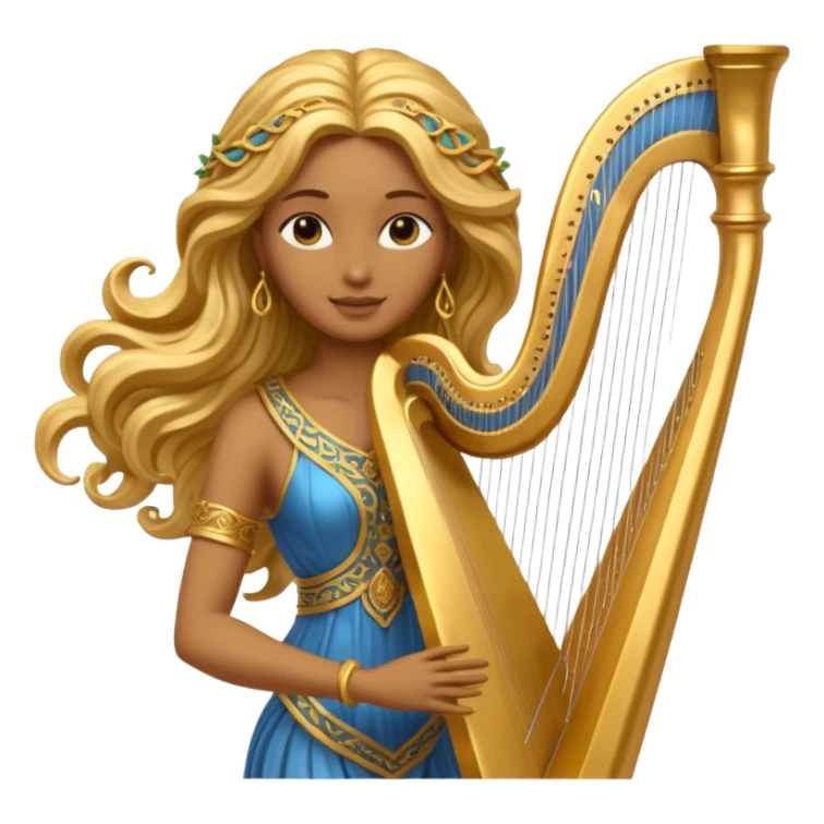 golden female musician statue sticker