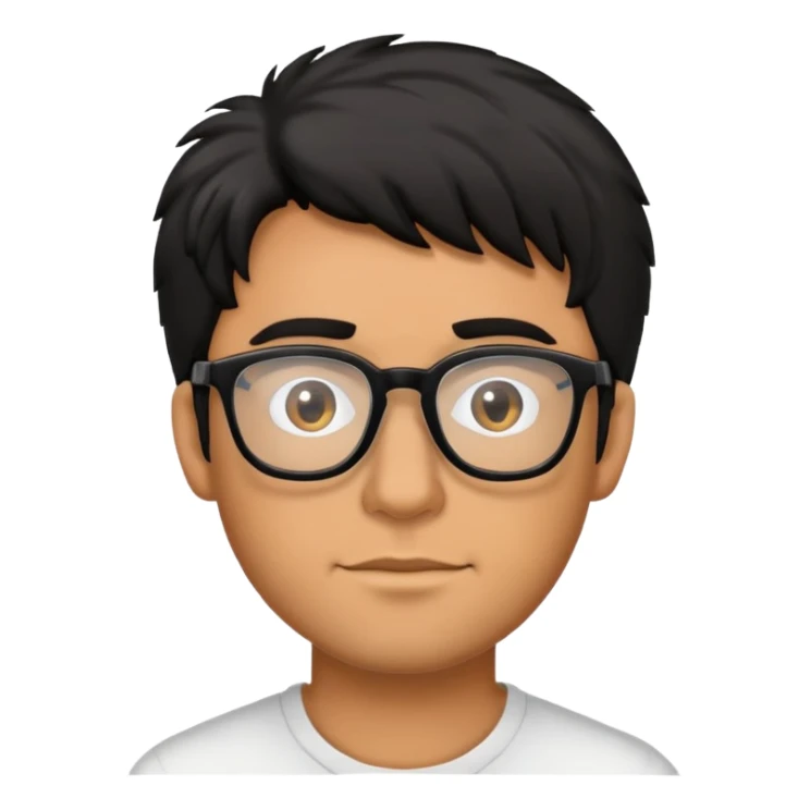 tanned male with black shaggy hair and glasses sticker