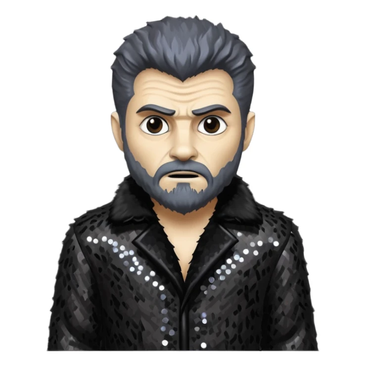 The Wolf Man from Universal Monsters with dark brown fur, black sequin outfit sticker