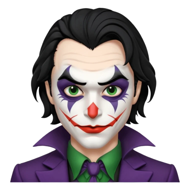 man with black hair black and white joker makeup black clothes sticker