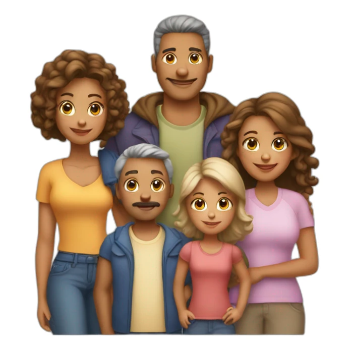 Family mom dad four daughters son grandma sticker