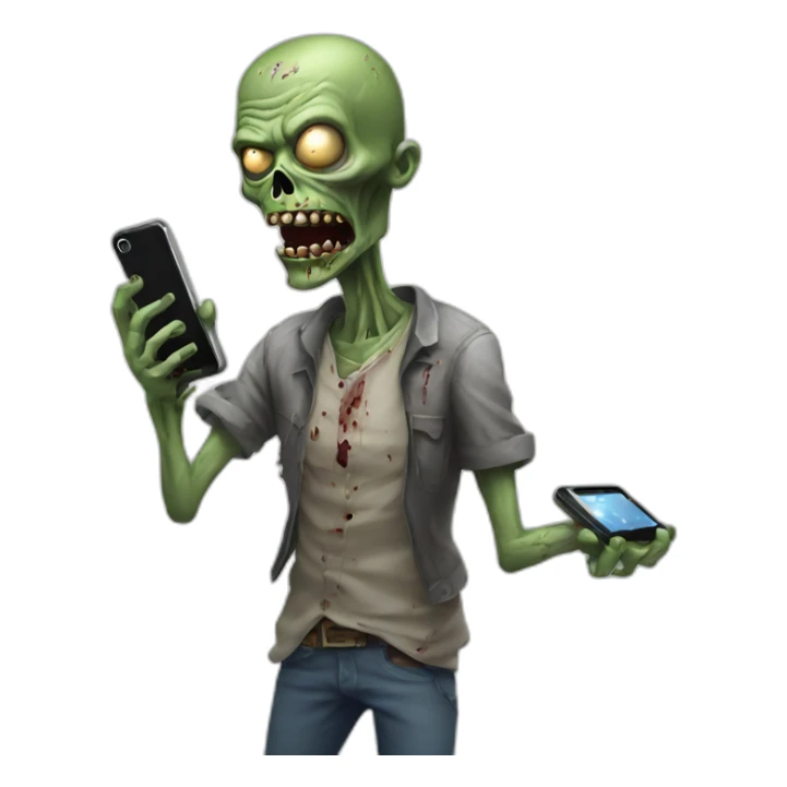 zombie with phone sticker