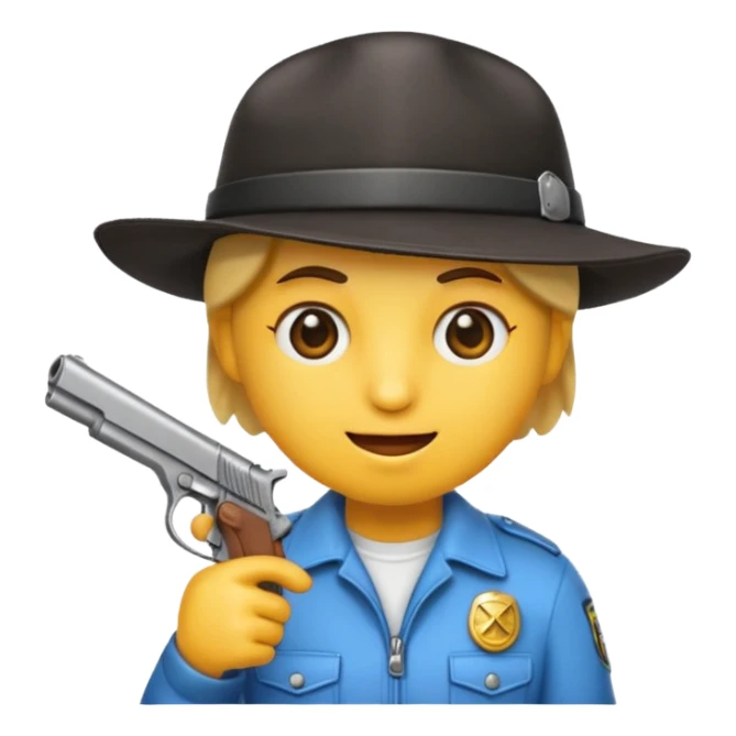 Un emoji con una gorra y una pistola en la mano sticker