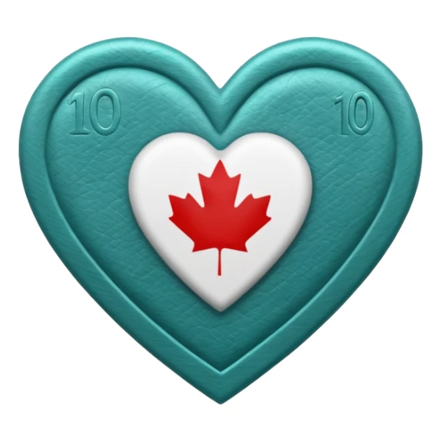 Teal heart with Canadian $10 bill sticker