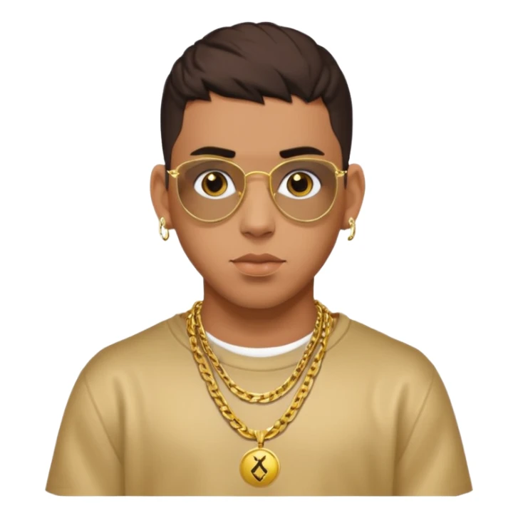 Bad Bunny, Latin Trap Singer with dark brown hair sticker