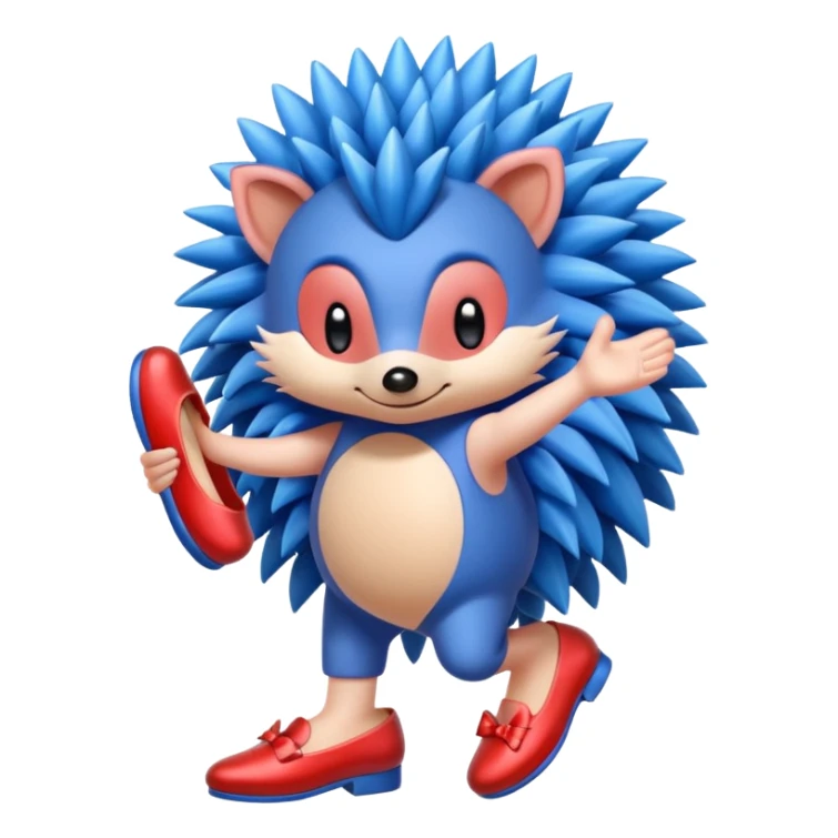 Blue hedgehog with red shoes and peach arms with large quills sticker