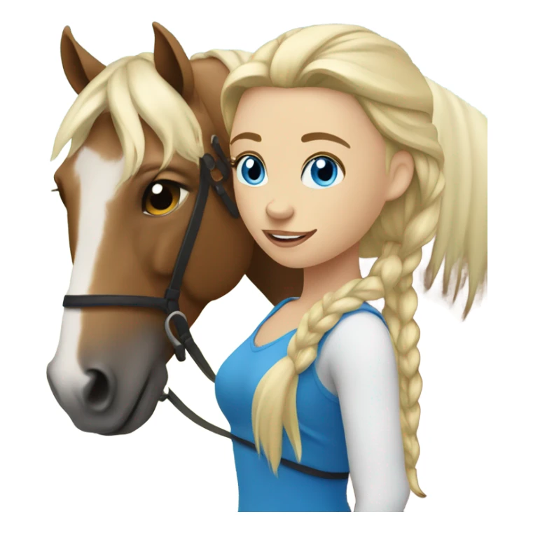 Blonde with blue eyes girl with horse  sticker