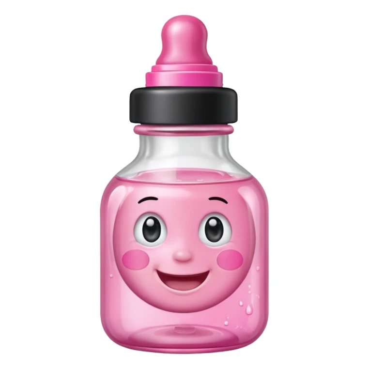 Smiling freaky baby oil bottle pink sticker