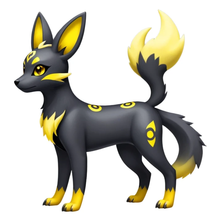 Shiny Exotic Excessive Mysterious Umbreon-Houndour-Poochyena-Pokémon-Fakémon-hybrid-creature (full body) sticker