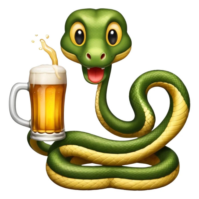 a snake with a glas of beer sticker