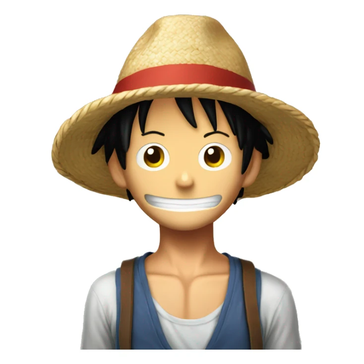 crea un emoji de luffy con sombrero de paja sticker