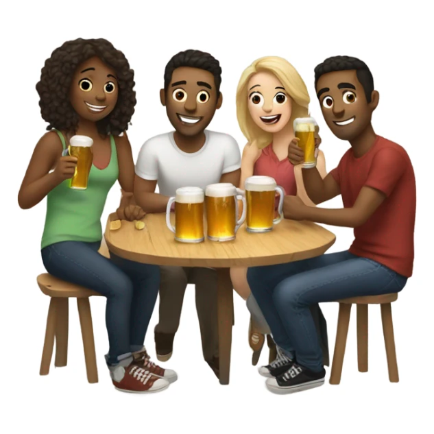 A group of friends drinking beers  sticker