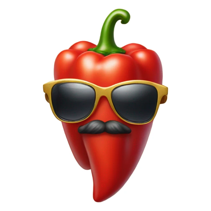 Red pepper with Mantel and sunglasses and necklace sticker