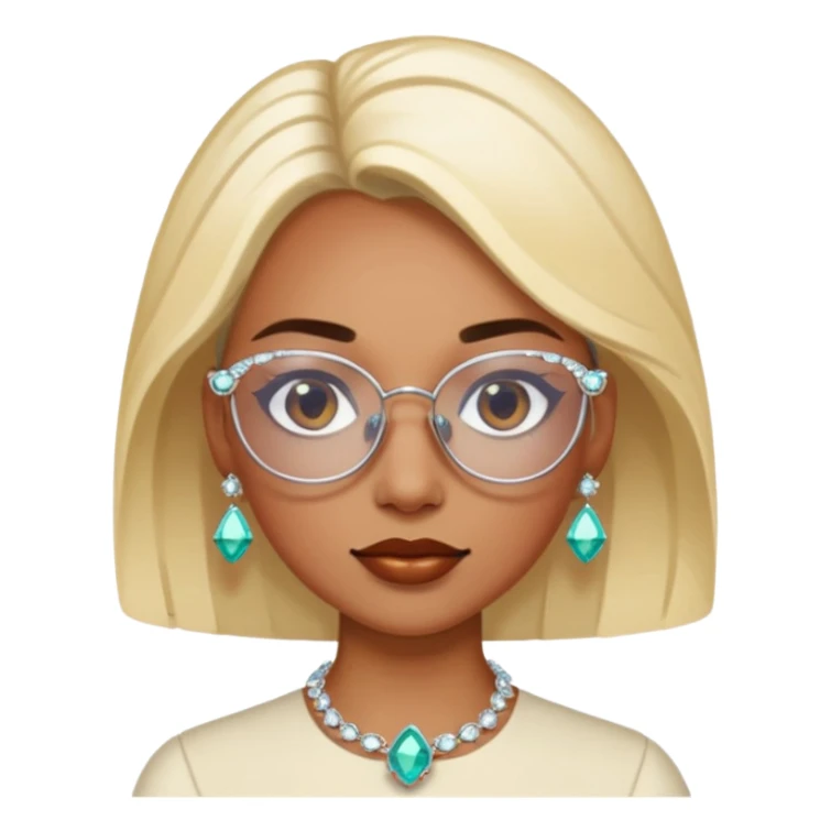 gem lover woman with gem accessories excessive amount gem glassess sticker