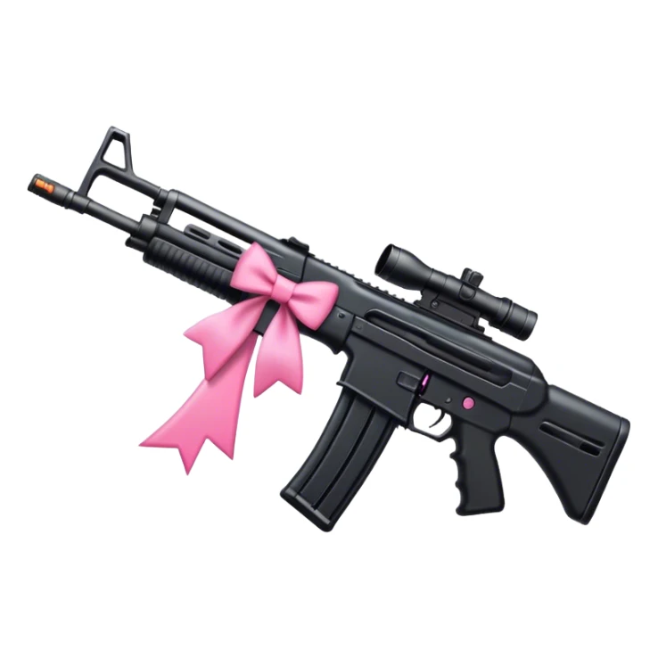 Black assault rifle with a pink bow  sticker