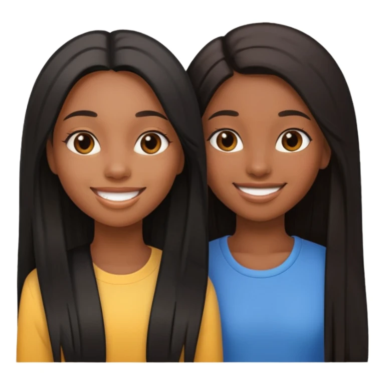 two black girls fondling with long straight hair sticker