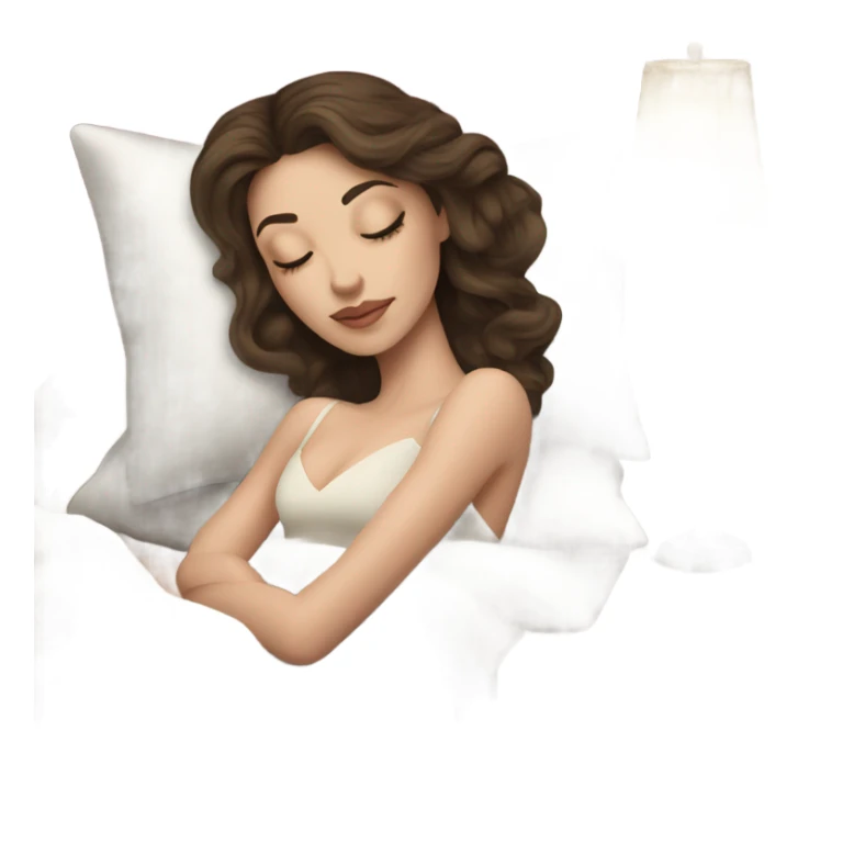 sleeping beauty brunette white girl with a silk pillow sticker