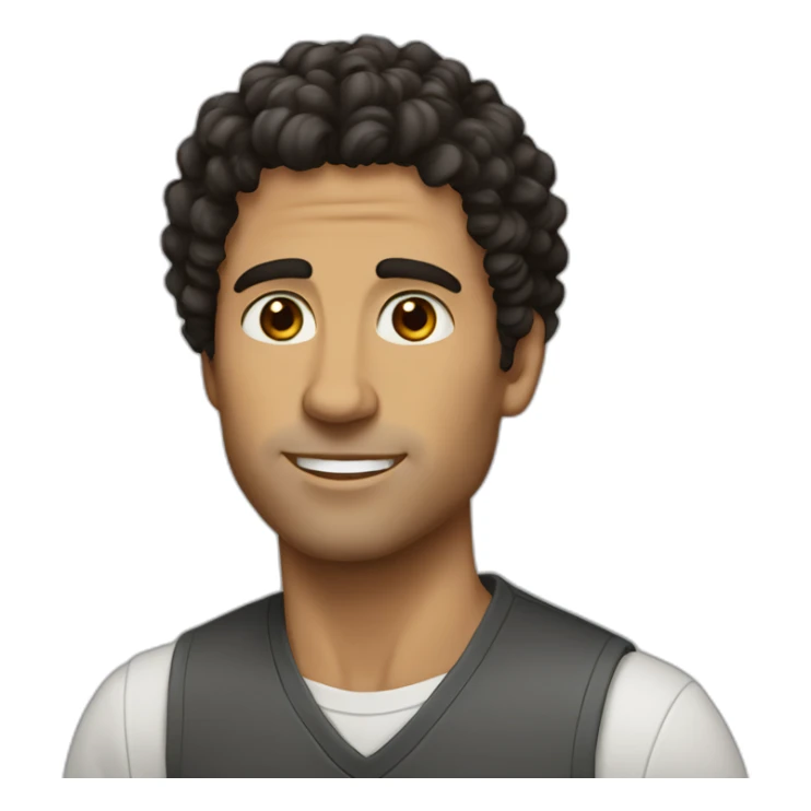 man informal cloth tanned black curly hair-brown eyes sticker