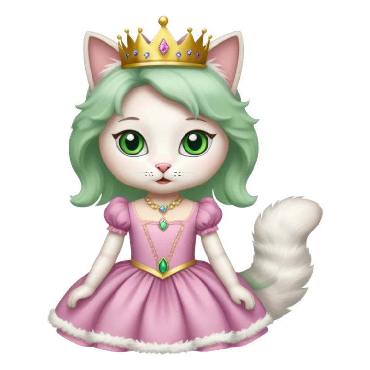 Rag doll cat with green eyes as princess sticker