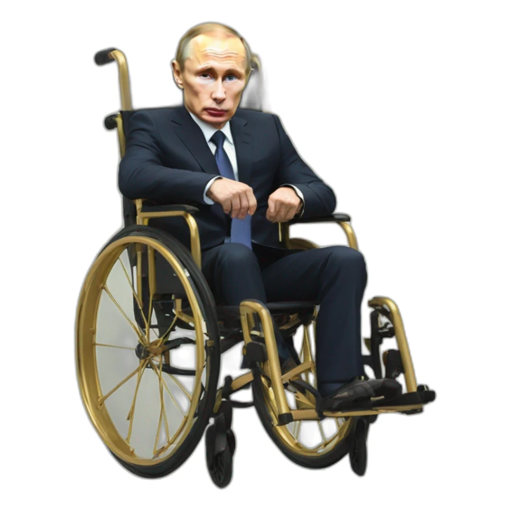 furious vladimir putin monke rides golden wheelchair sticker