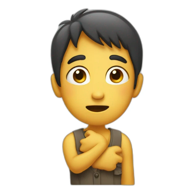 shy and embarrassed with fingers touching sticker