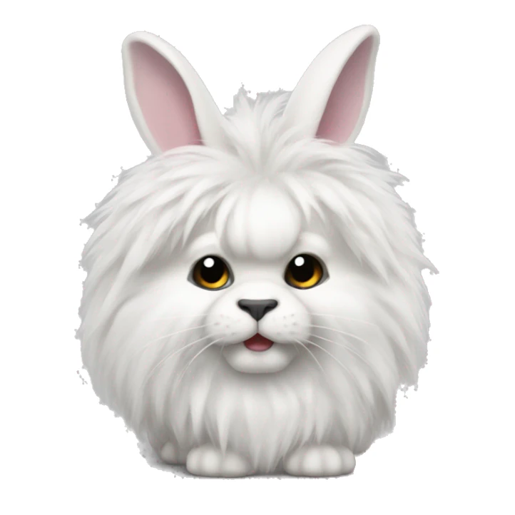 Fluffy white lionhead rabbit with black around his eye sticker