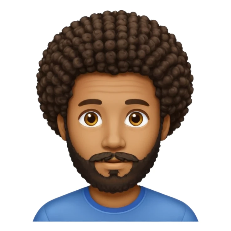 Medium brown skin man with beard and a curly small Afro fade sticker