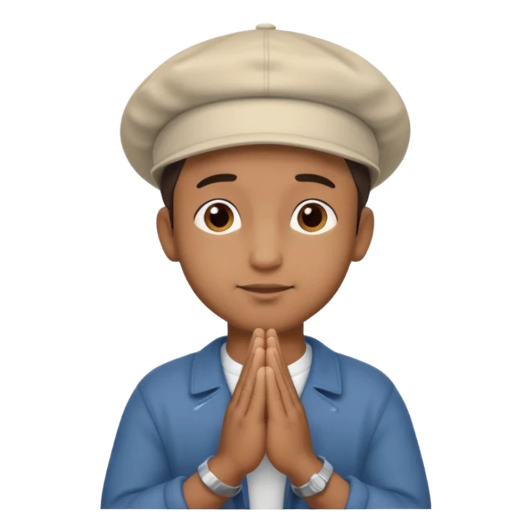 A BROWN MOTIVATIONAL GUY WITH A CAP ON WITH PRAYING HANDS sticker