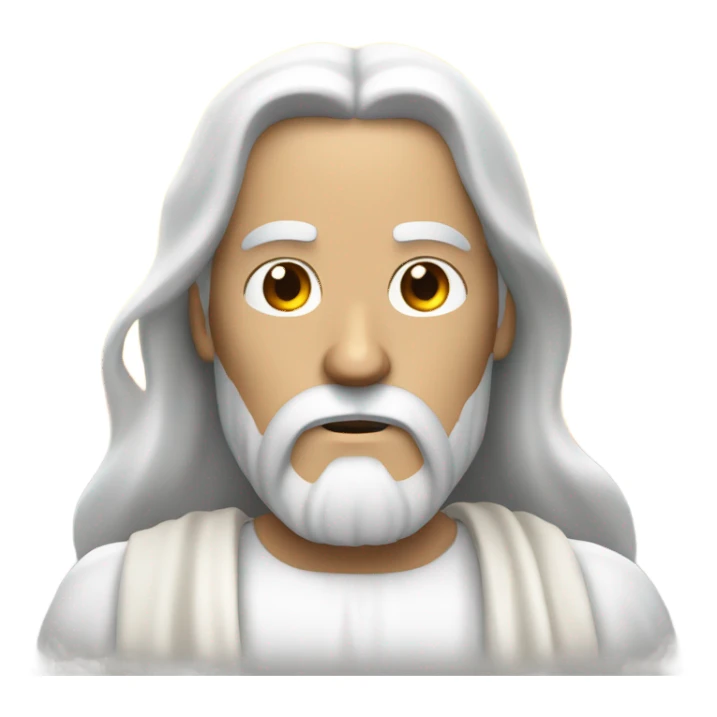 Jesus with fire in his eyes and white hair and beard sticker