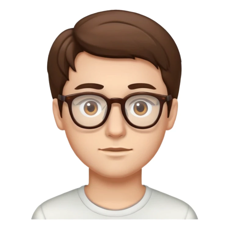 white boy with brown eyes and brown hair and glasses sticker