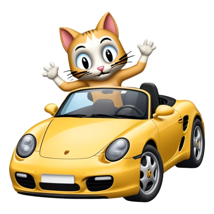 Krazy Kat driving a porsche boxter sticker
