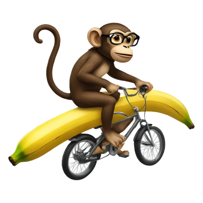 Monkey wearing glasses and riding flying banana sticker