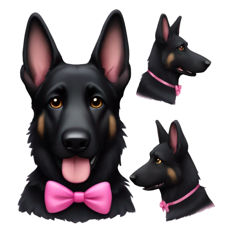 all black german shepherd with one pink bow on its ear sticker