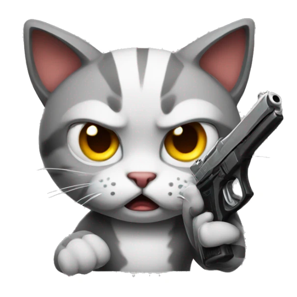 Angry Cat holding pistol  sticker