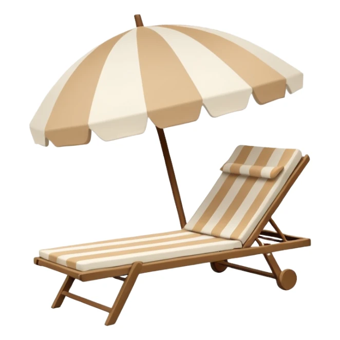 coconut beige sun lounger with matching beach umbrella sticker