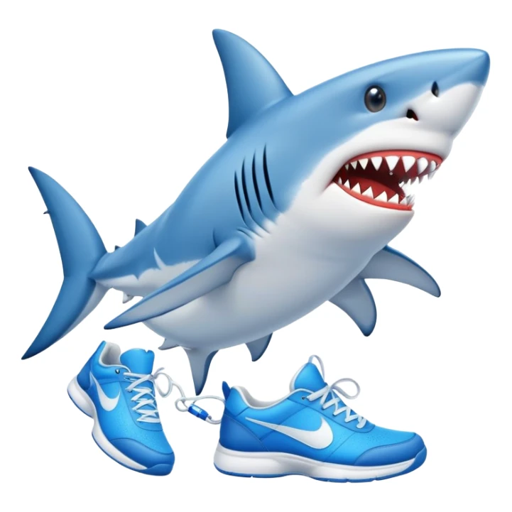 Shark with blue tennis shoes sticker