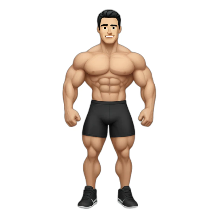 caucasian male bodybuilder black hair black sneakers sticker