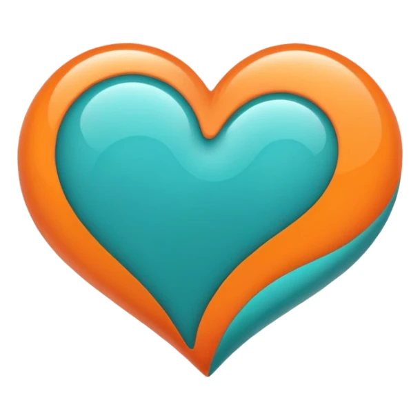 heart with teal and orange swirls sticker