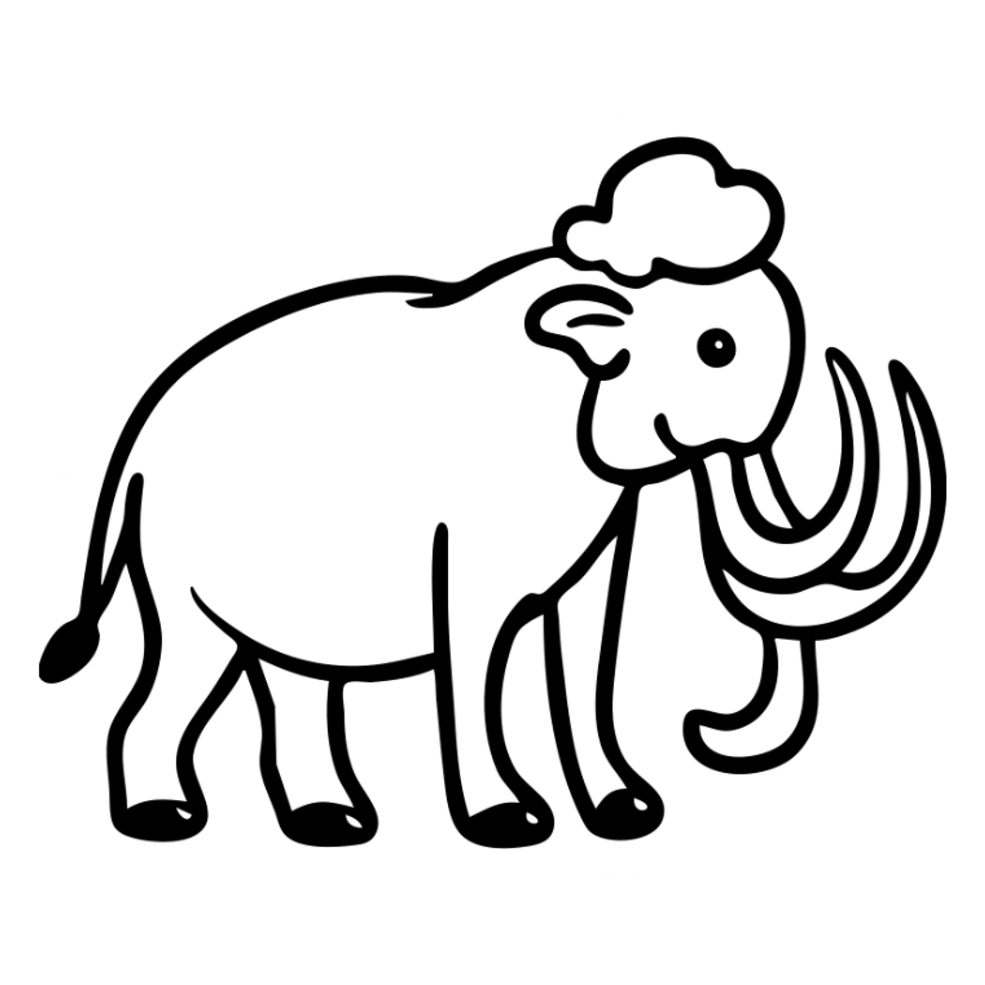 A woolly mammoth with long tusks and trunk sticker