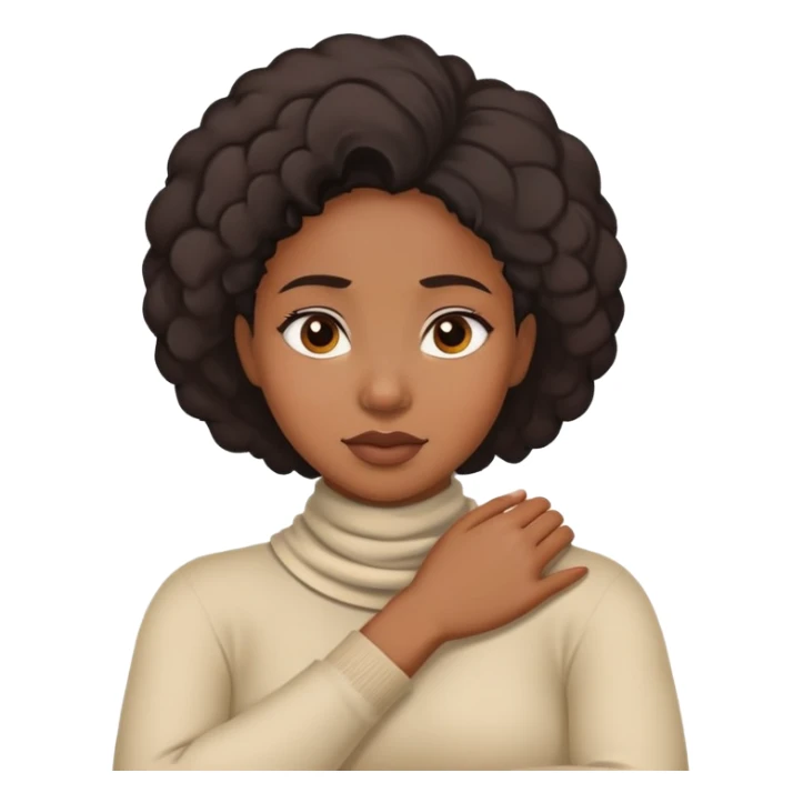 Black women crossing her arms around her neck with a 🙄 facial expression  sticker