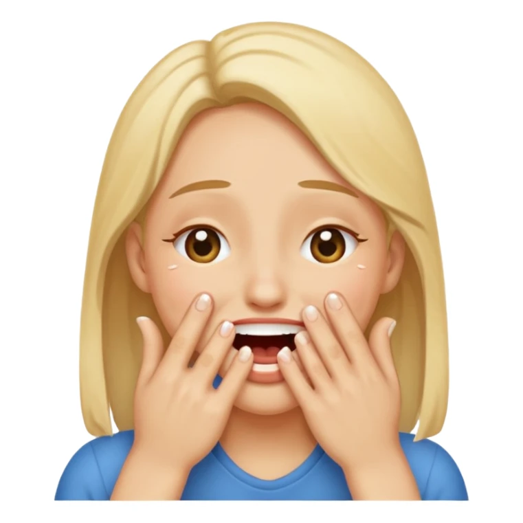 Laughing with tears and hands over mouth sticker