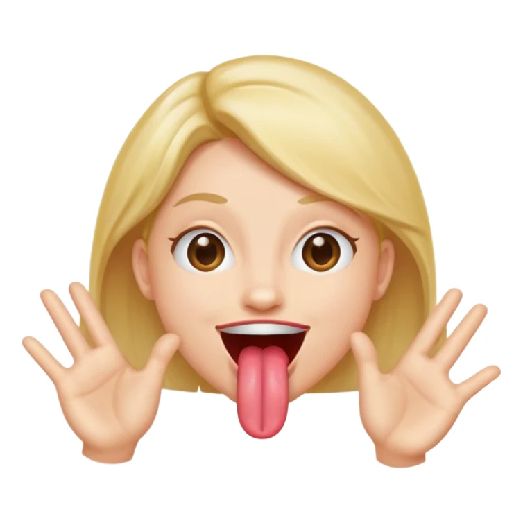 person with tongue out, hands at the sides, mouth open, playful expression sticker