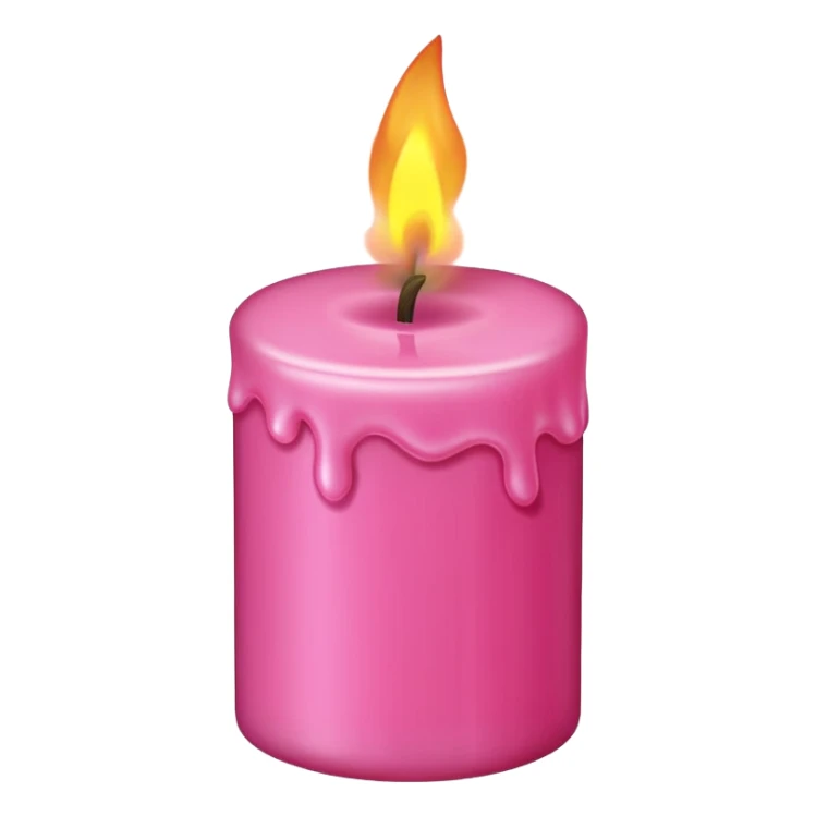 Draw a pink candle with a flame on it at an angle of 5 degrees from the horizontal. sticker