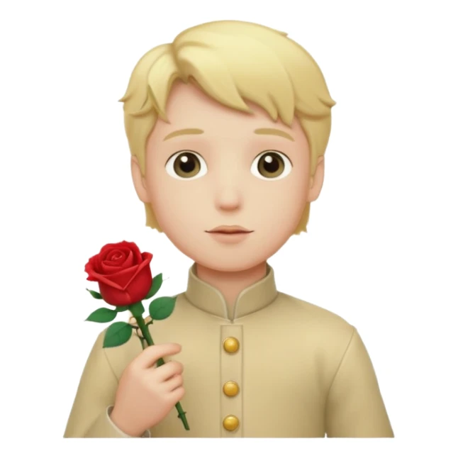 The Little Prince with a rose in his hand sticker